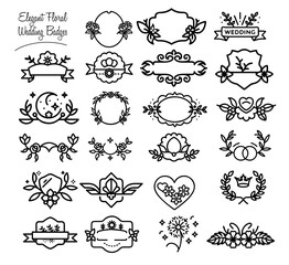 Elegant Floral Wedding Badges – Romantic Decorative Designs