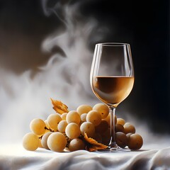 White Wine and Grapes Still Life