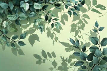 Detailed Leaf Shadows on Soft Pastel Green Backdrop for Meaningful Presentations