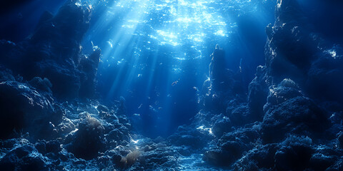 Obraz premium mesmerizing underwater scene with glowing bioluminescent coral and fish