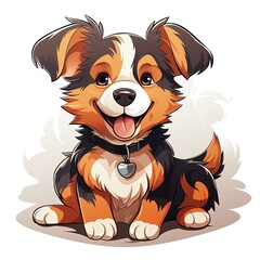 Obraz premium Friendly and Cute Dog in a Clean 2D Flat Design