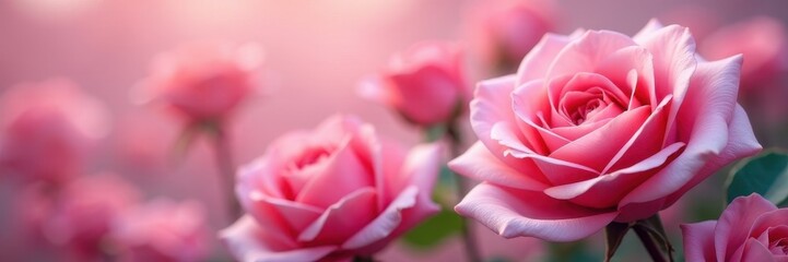 Obraz premium Blurred pastel rose petals, textured floral design , elegant, romantic, muted