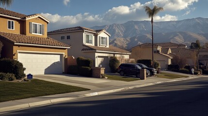 Suburban Homes Mountain View Residential Area