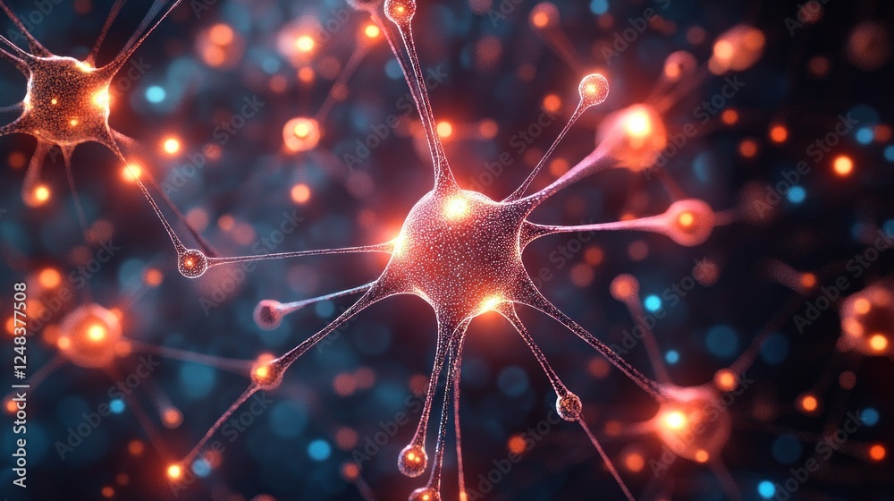 Poster illuminated neuron network complex interconnections