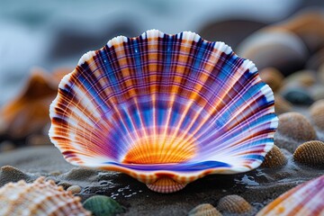 Bright Scallop Shell Found on Stunning Coastal Shoreline