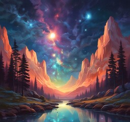 Illustration of starry sky.