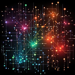 Obraz premium Tertiary Color Constellation Map in Risograph Style for a Retro Feel