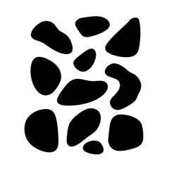 Fototapeta premium Abstract black irregular spots scattered on a white background, creating a random and organic pattern