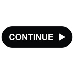 Black Continue Button Isolated on White Background  Modern Clickable Design