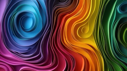 Abstract Rainbow Paper Wave Layers Design