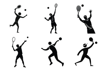 A-tennis-player-preparing-for-a-rally black silhouette vector.