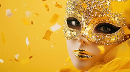 Elegant Jewel-Encrusted Carnival Mask on Vibrant Backdrop