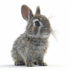 Obraz premium Isolated rabbit cutout on a clean white background for versatile design and artistic applications