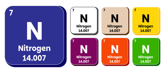 N, Nitrogen element vector icon, periodic table element. Vector illustration EPS 10 File. Isolated on white background.