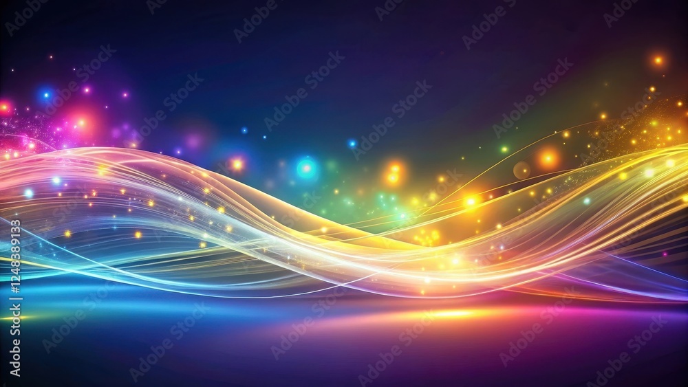 Wall mural ethereal luminescence a symphony of colorful waves and sparkling lights dancing across a dark canvas