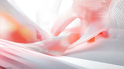 Abstract Architectural Design with Flowing Lines and Coral Tones