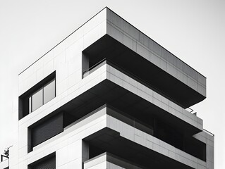 Photo of a Modern Minimalist Apartment Building in Black and White