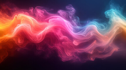 vibrant fusion of pink, orange, and green neon light trails creates mesmerizing visual effect, evoking sense of energy and movement