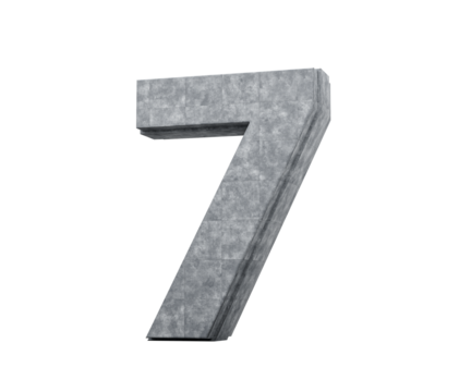 Concrete Number Seven 7 Digit Made Of Grey Concrete Stone 3d Illustration