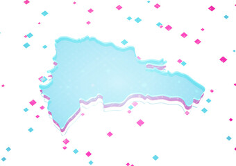 Illuminated Dominican Republic Data Map Neon Light On Seamless Pattern Background 3D Illustration