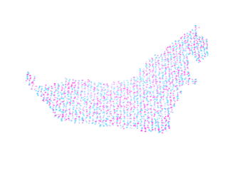 Illuminated Dubai Digital Data Map Pink And Blue Neon Glowing Particles 3D Illustration