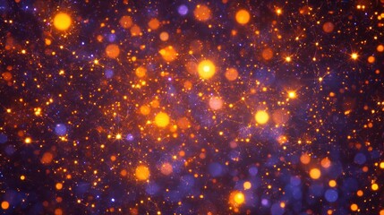 Abstract Orange and Purple Glittering Lights Background