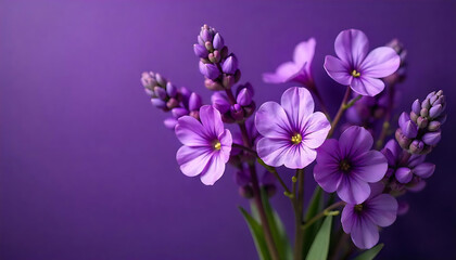Fototapeta premium a bunch of purple flowers on a purple background, Light purple violet pansies, perfect for home decor or event styling, created with generative ai