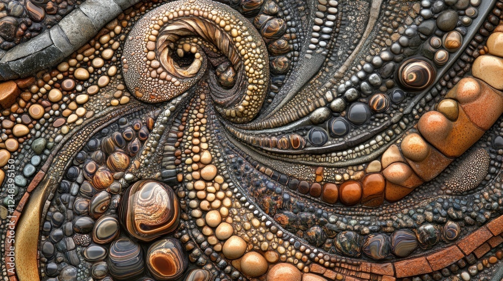 Poster abstract stone mosaic swirling pattern design