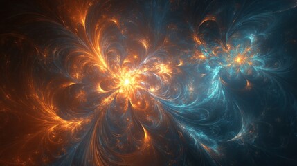 Abstract fiery and icy cosmic fractal art