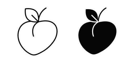 Peach icons pack vectors in black flat and strokes