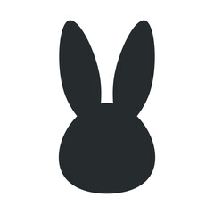 Bunny black head with ears icon,  black rabbit ear silhouette, Easter hare ears. Cute bunny ears for Easter, rabbit mask on transparent background, for greeting card.