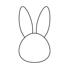 Bunny head with ears icon, rabbit ear silhouette, Easter hare ears outline. Cute bunny ears for Easter, rabbit mask on transparent background, for greeting card.