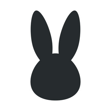 Bunny black head with ears icon,  black rabbit ear silhouette, Easter hare ears. Cute bunny ears for Easter, rabbit mask on transparent background, for greeting card.
