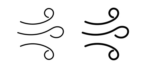 Wind icons pack vectors in black flat and strokes