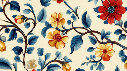 Combination of floral and leaf patterns