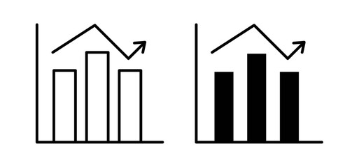 Chart histogram icons pack vectors in black flat and strokes