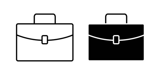 Briefcase icons pack vectors in black flat and strokes