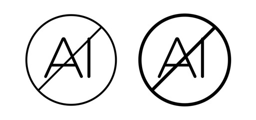 No ai sign icons pack vectors in black flat and strokes