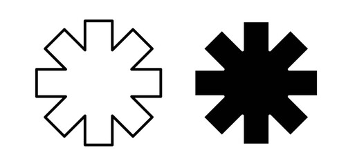 Asterisk icons pack vectors in black flat and strokes