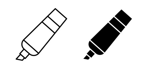 Highlighter icons pack vectors in black flat and strokes