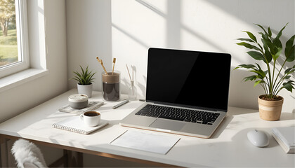 Fototapeta premium Modern Creative Desk Setup with Natural Light