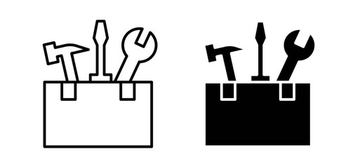 Obraz premium Toolbox icons pack vectors in black flat and strokes