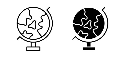Globe icons pack vectors in black flat and strokes