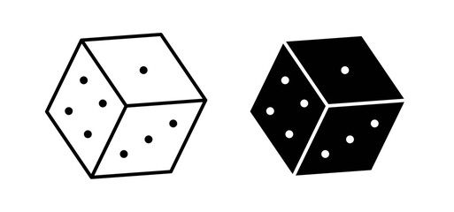 Dice icons pack vectors in black flat and strokes