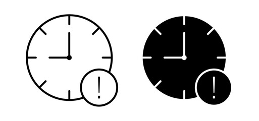 Alarm exclamation icons pack vectors in black flat and strokes
