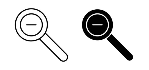 Zoom out icons pack vectors in black flat and strokes
