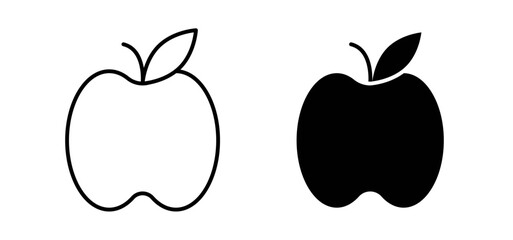 Apple icons pack vectors in black flat and strokes