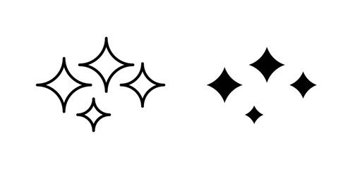 Sparkles icons pack vectors in black flat and strokes
