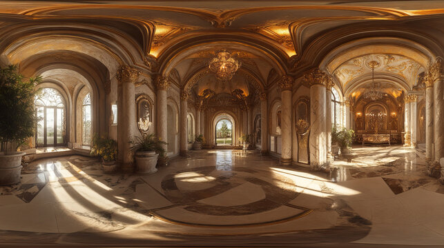 white virtual abstract 360 degree panorama vr design hdr style equi rectangular hall 3d rendering illustration