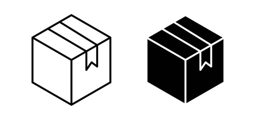 Box icons pack vectors in black flat and strokes